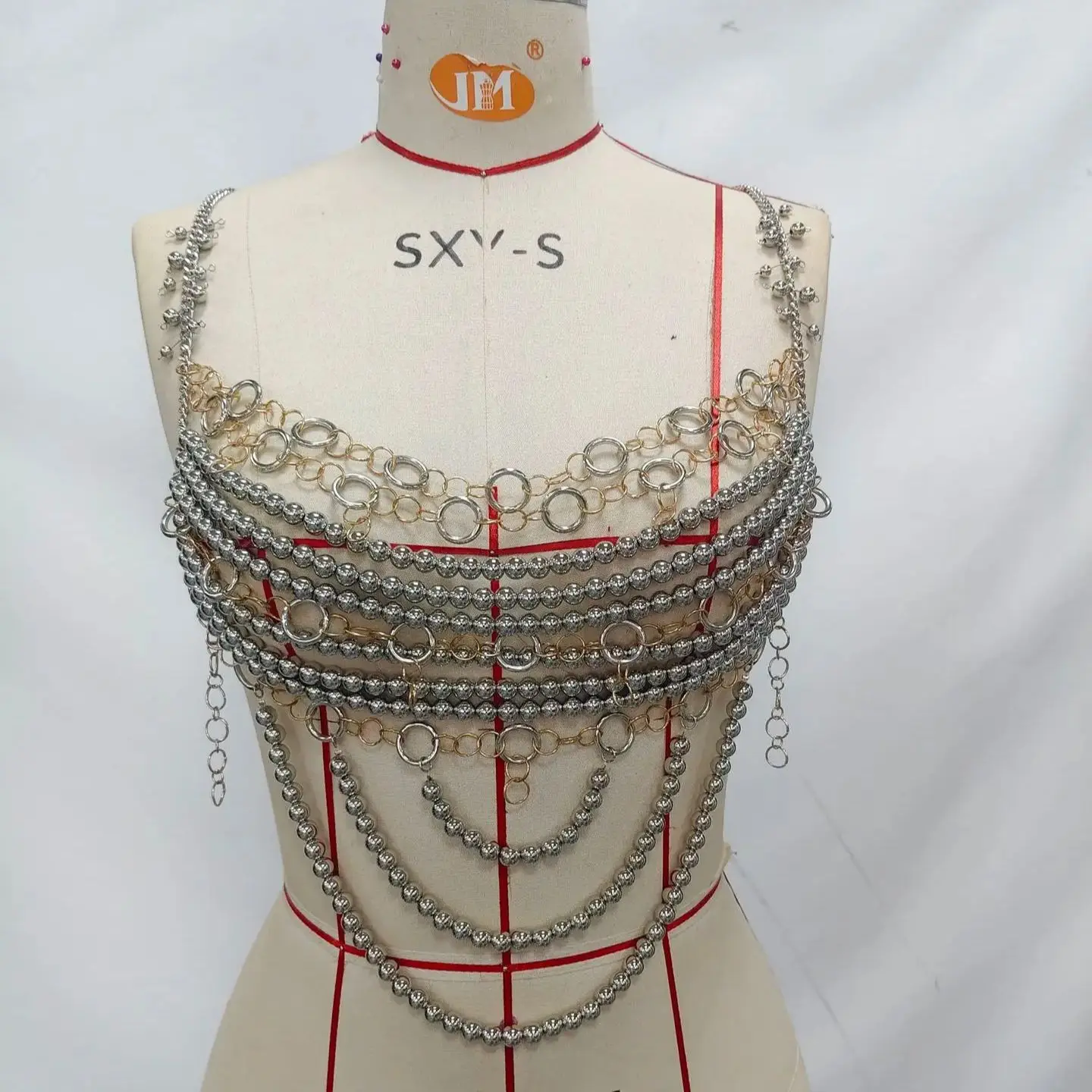 ヨーロッパ＆アメリカのホットガールズ スパークリングダイヤモンドボディチェーン 多層手作りコリエネックレス セクシーな音楽祭衣装