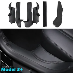 BEVOFor Tesla Model 3 Highland Front Rear Door Sill Pad Welcome Pedal Threshold Strip Center Console Side Leather Accessories