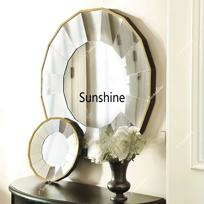 European-style entrance large mirror, American-style background wall wall wall-mounted mirror decorative foyer mirror