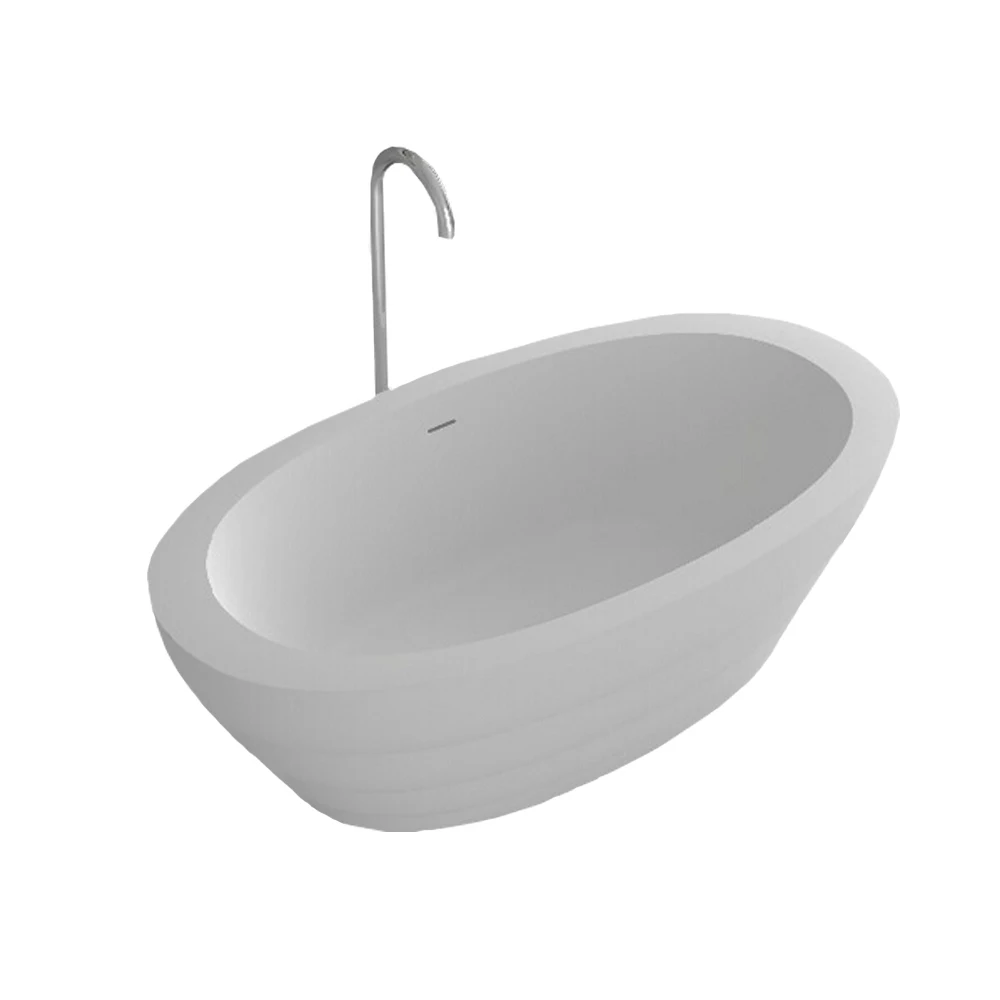 1700x900x550mm Solid Surface Stone CUPC Approval Bathtub Oval Freestanding Corian Matt White Finishing Tub RS6579A