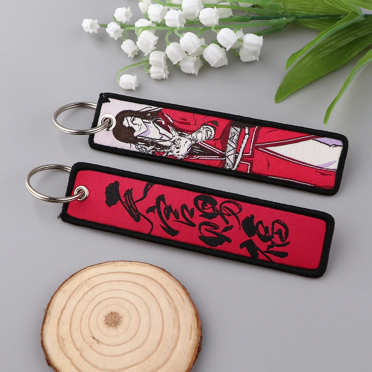 Anime Tian Guan Ci Fu Xie Lian Hua Cheng Keychain for Motorcycles Embroidery Key Fobs Holder Key Rings Key Tag Accessories