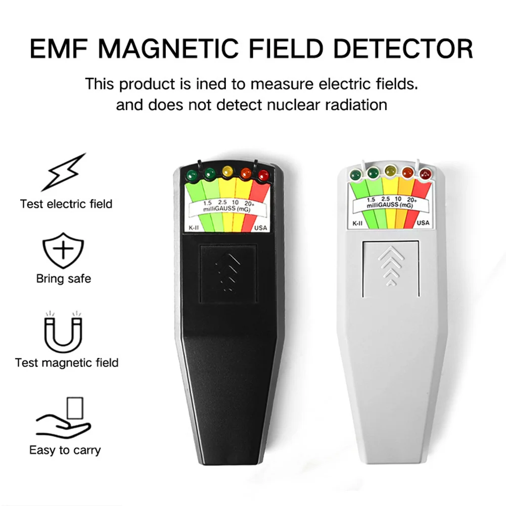 KII K2 campo elettromagnetico EMF Gauss Meter rilevatore di caccia fantasma rilevatore di campo magnetico EMF portatile 5 LED Gauss Meter nuovo