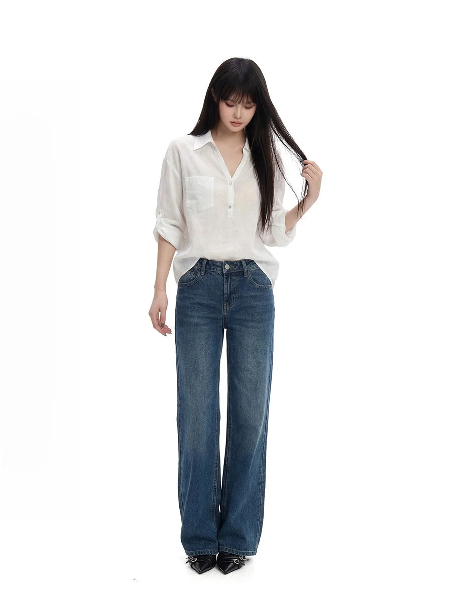 

White Casual irt Women's Loose Fit Summer New Sle 2026 Slimming Versatile oulder Length Sve Regular Fabric Chinese Made