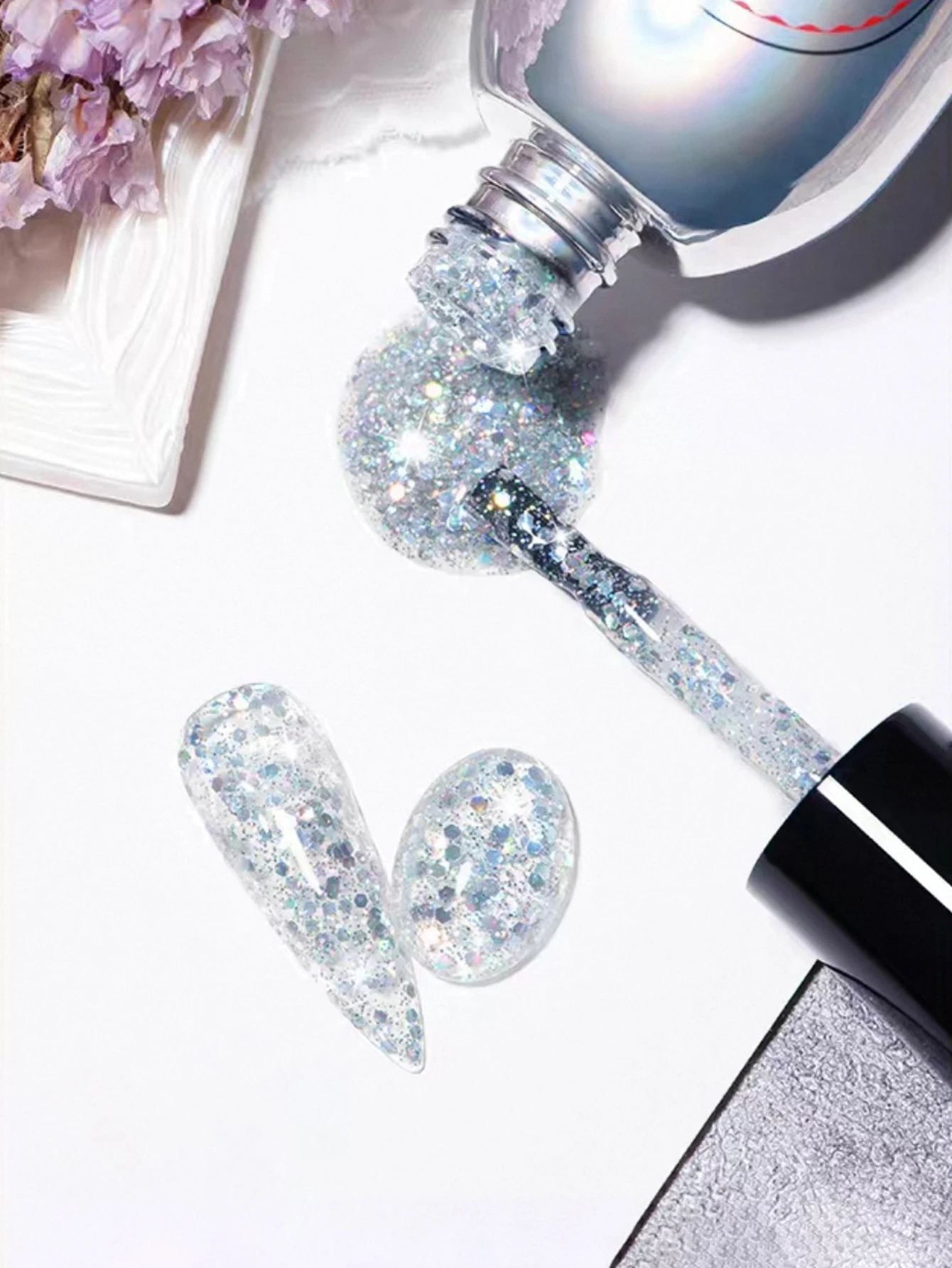 1/12개 2025 가을 및 겨울 네일 용품 살롱 세트 컬러풀 스타리 파인 글리터 크러쉬드 다이아몬드 시퀸 젤 네일 폴리시