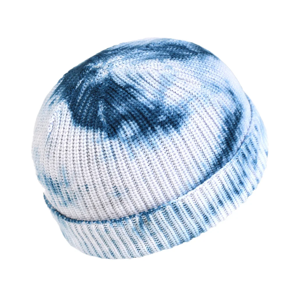 1 pc tie-tingido tricô lã chapéu cor gradiente quente inverno boné para mulheres masculino unisex gorro all-match casual chapelaria