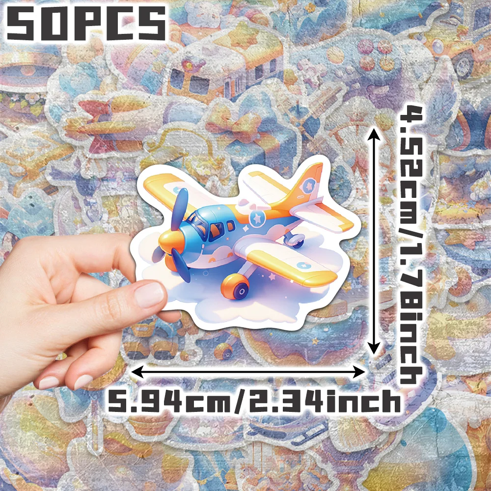 50pcs 3D Small Objects non-repeating stickers for holiday gift party decors Back to school Class reward Birthday gift skateboard