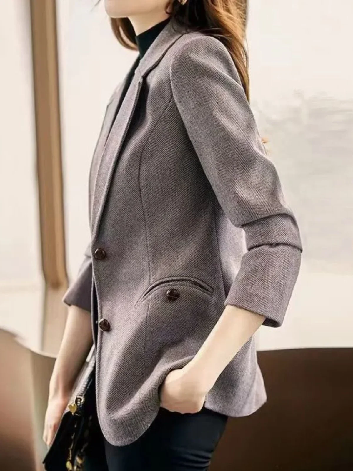 High-end Women's Woolen Suit Jacket Autumn and Winter Thickened 2024 New Korean Style Slim-fit Blazer Coat Office Lady Suit Top