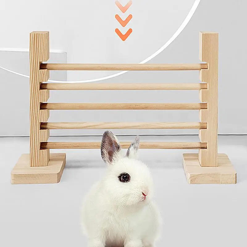 Jump Hurdle Bar Wood Jump Bar Obstacle Game for Rabbit Activity Toys Set for Playful Training Height Adjustable Multifunctional