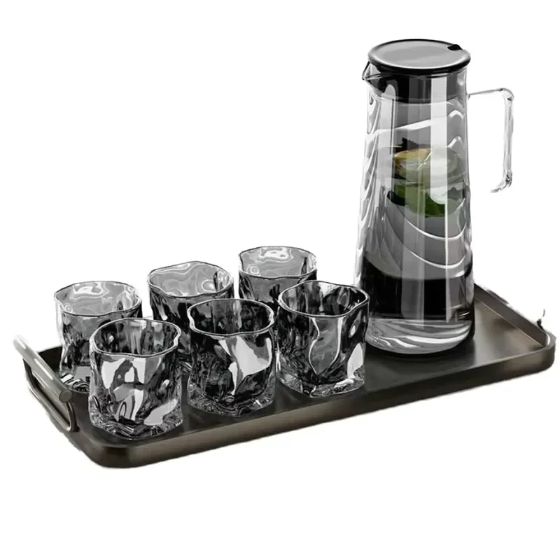 1L Modern High Temperature Resistant Glass Teapot with Lid and Cup Set Coffee Tea Set with Handle