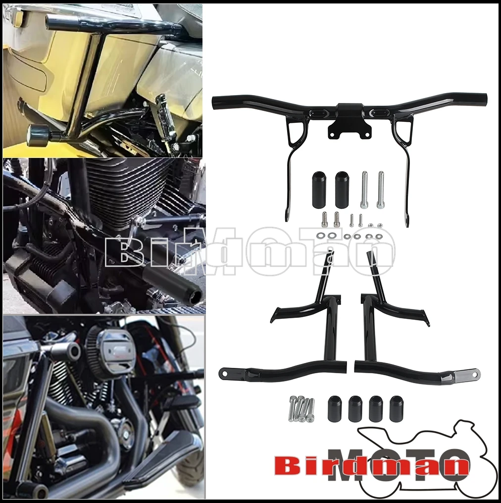 Engine Guard Crash Bar For Harley Touring Electra Street Road King Glide 2014-Later Motorcycle Saddlebag Guard Rails Bag Guards