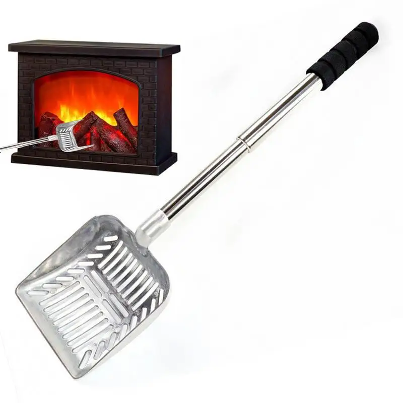 Hollow Out Fireplace Shovel Fire Pit Ash Sifter Hollow Out Stainless Steel Charcoal Shovel For Coal Separating Adjustable Fire