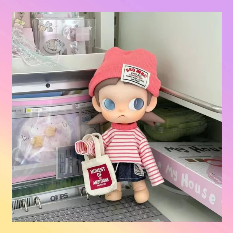 

Original Handmade Zsiga 20cm Bjd 1/8 Doll Clothes Casual Striped Sweatshirt Skirt Set Pink Mini Tote Bag Daily Wear No Dolls