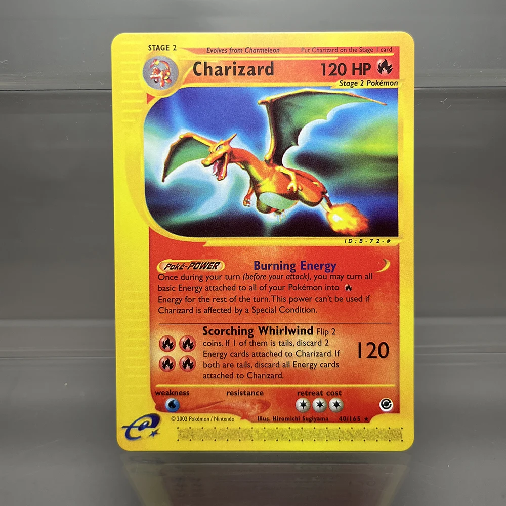 PTCG Proxy การ์ด Charizard Gengar Tyranitar เกม Trading คอลเลกชันการ์ด Pikachu เดี่ยว PKM การ์ดฟอยล์ Expedition Series