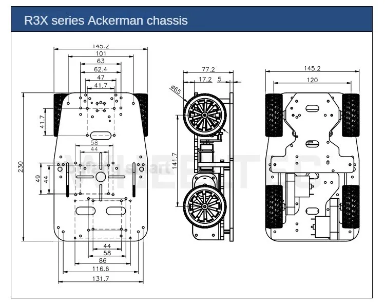 Big Ackerman Wheel 4WD Drive Roboterauto Metallgehäuse Hochpräziser GMR Encoder Motor RC Tank ROS Programmierbares Roboterauto DIY Kit – Detail 25