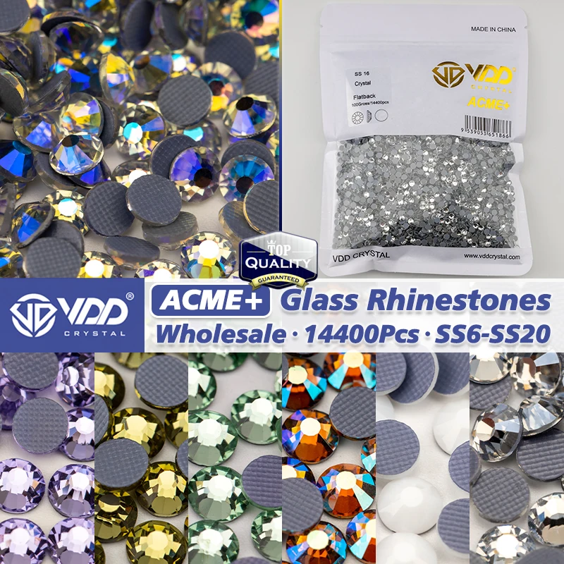 VDD 14400Pcs Wholesale AAAAA Top Quality Glass Hot Fix Rhinestones Crystal Flatback Strass Stones DIY Clothes Fabric Decorations