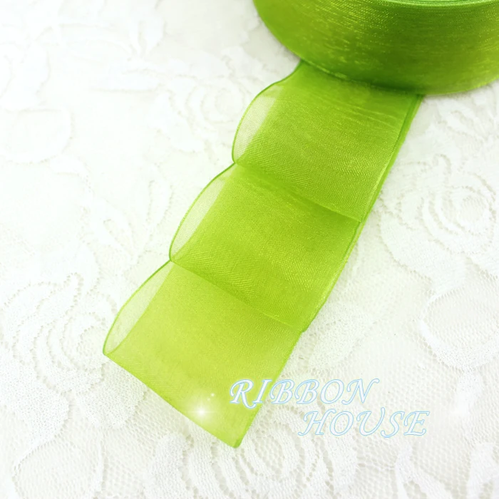 

40mm Fruit Green organza ribbons wholesale gift wrapping decoration Christmas ribbons