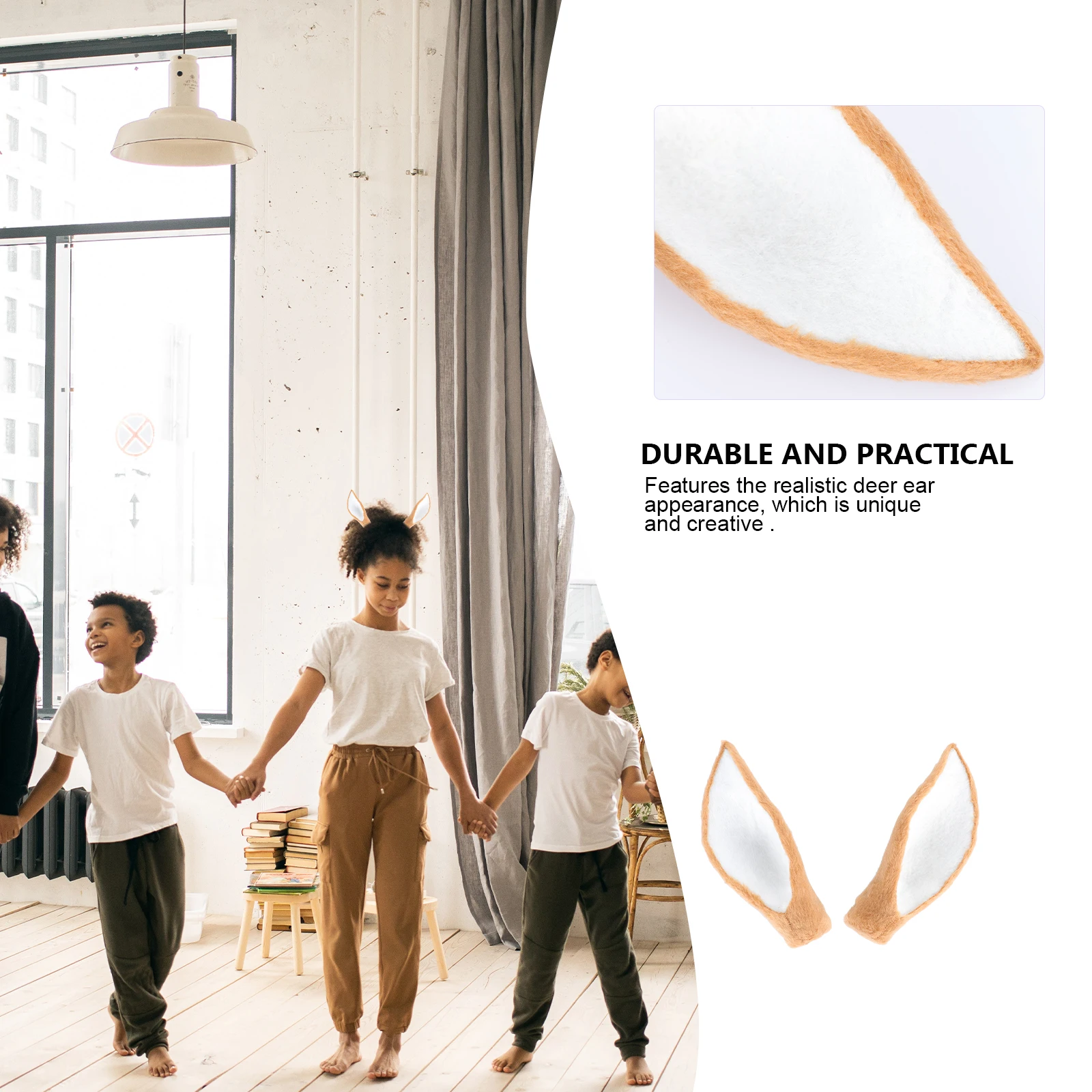 

1Pair Simulated Deer Ear DIY Hair Hoop Creative Headdress Accessory for Costume Party Festival Celebration Deer Ear Hairbands