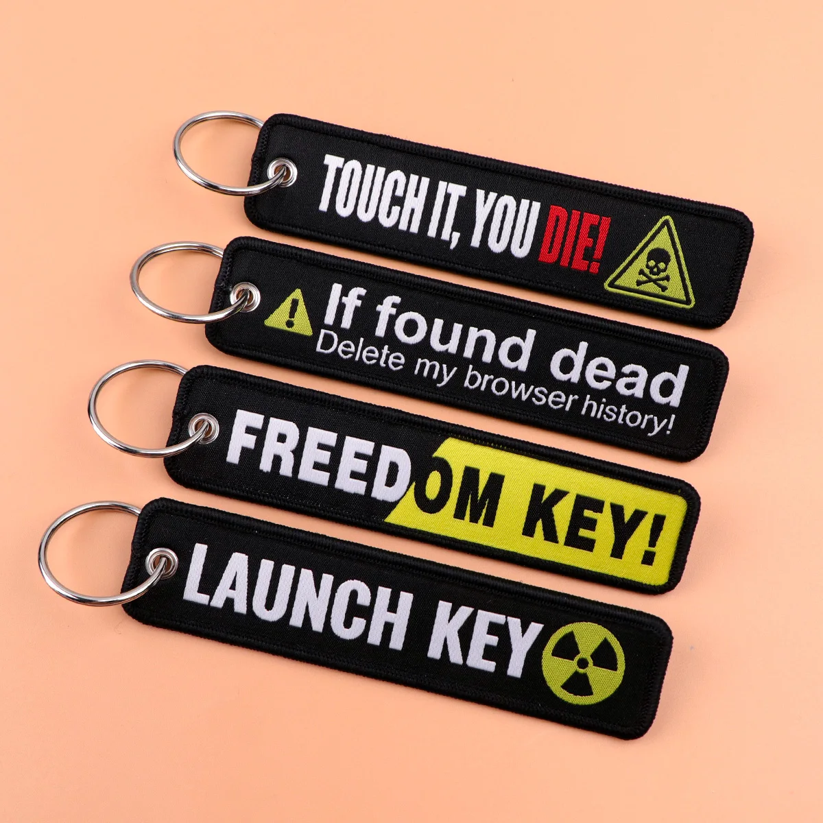 "DO NOT TOUCH" Warning Quotes Key Tag Keychain