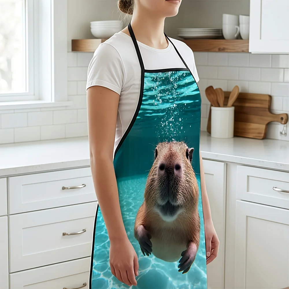 Cute Beaver Underwater Funny Apron Kitchen Cooking Apron for Women Men Novelty Gift