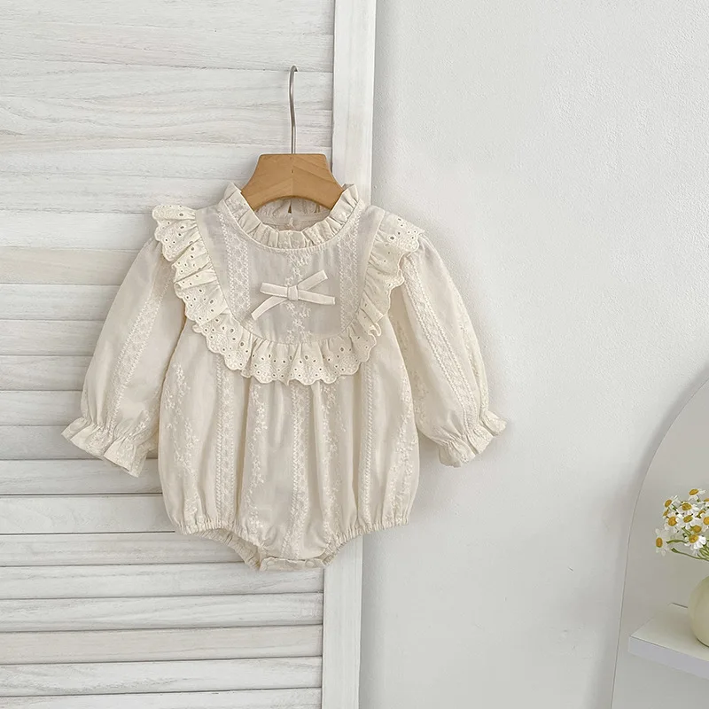 

Autumn New Baby Clothes Triangle Climbing Girl Baby Long Sleeve Lace Collar Princess Style Girl Dress Sister Outfit