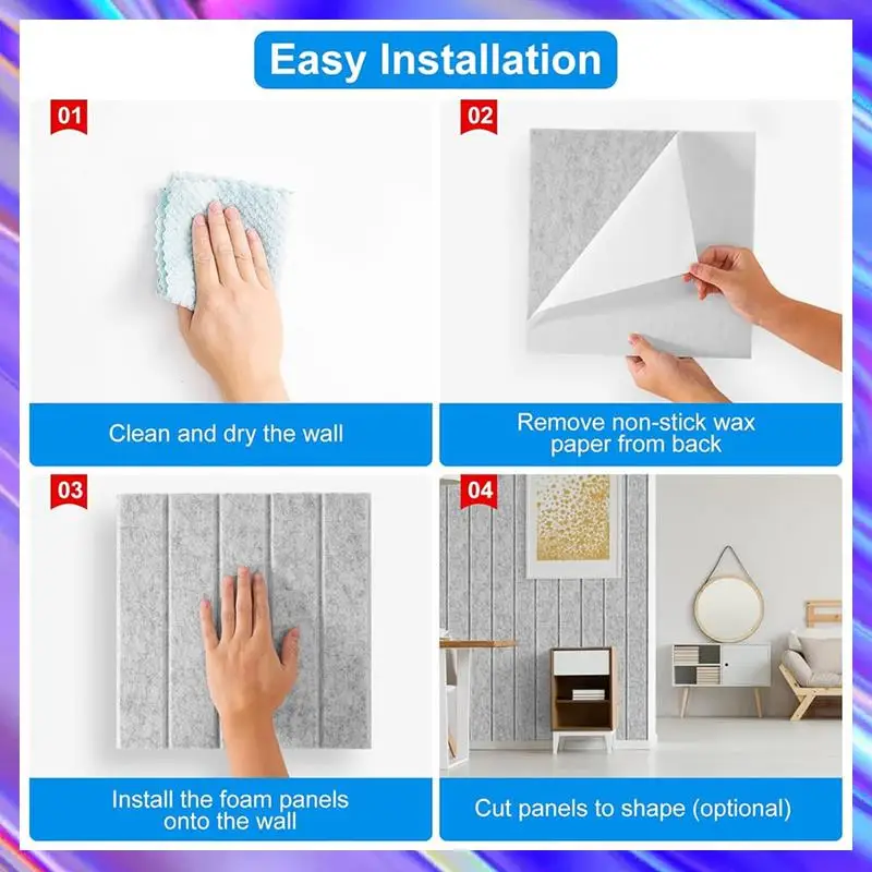 

Quality 12 Pack Sound Proof Foam Panels 12X12x0.4 Inch, Self Adhesive Acoustic Wall Panels,For Acoustic Treatment