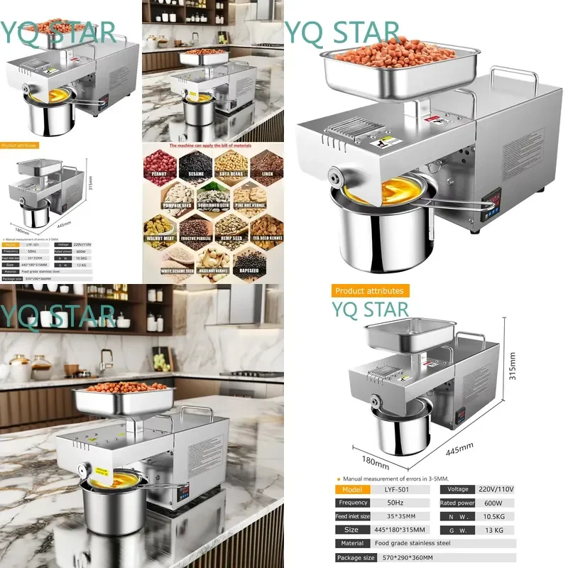 for MJ 501 Screw Press Oil Expeller Home Use Small Cold Press Machine for Coconut Sesame Soybean Peanut Avocado Palm Oil