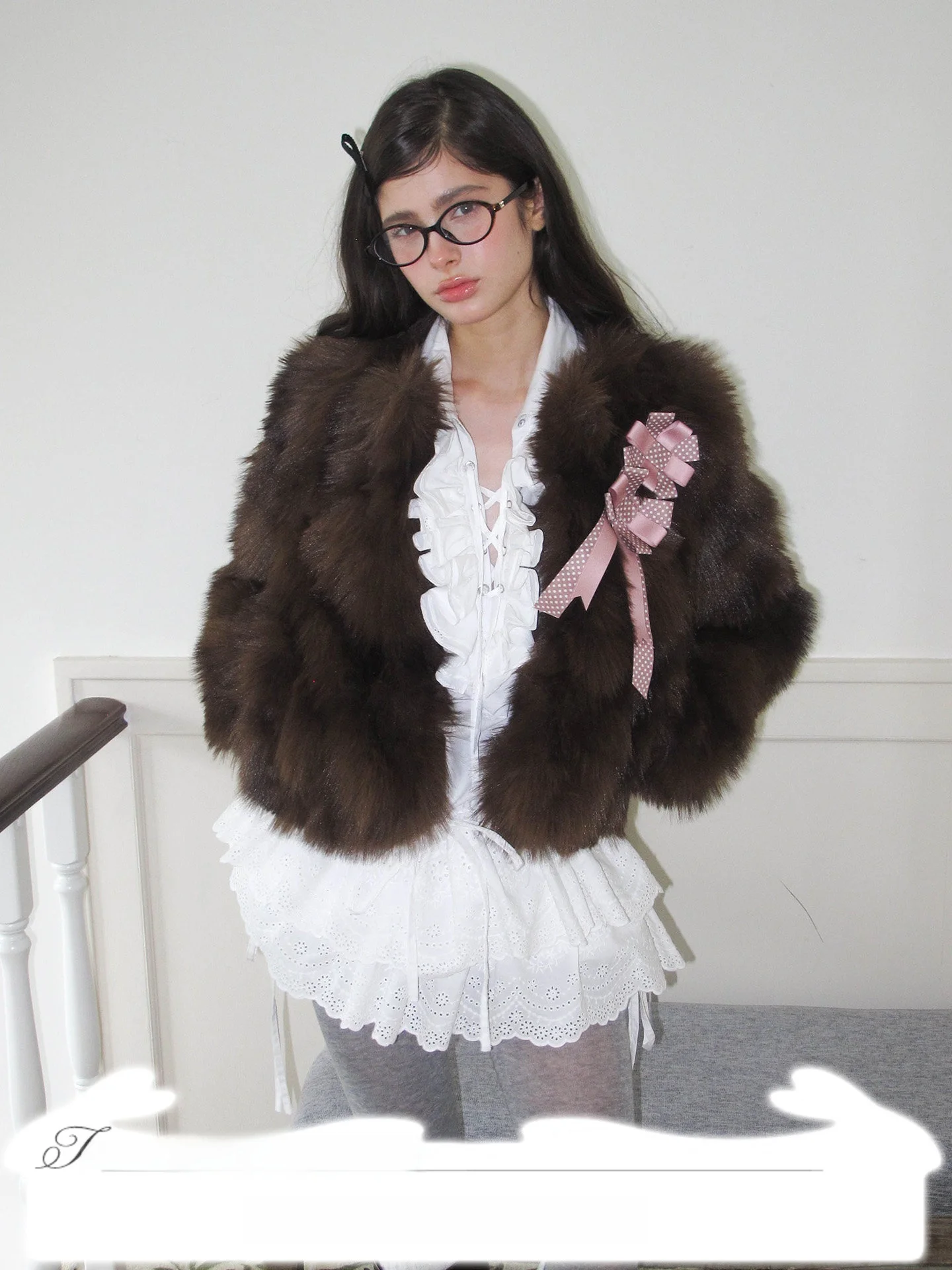 

Warm Thi ort Trim Fit Brown Fur Coat for Women Autumn Winter Sli Lazy Sle Long Sve Polyester Outerwear Jaet