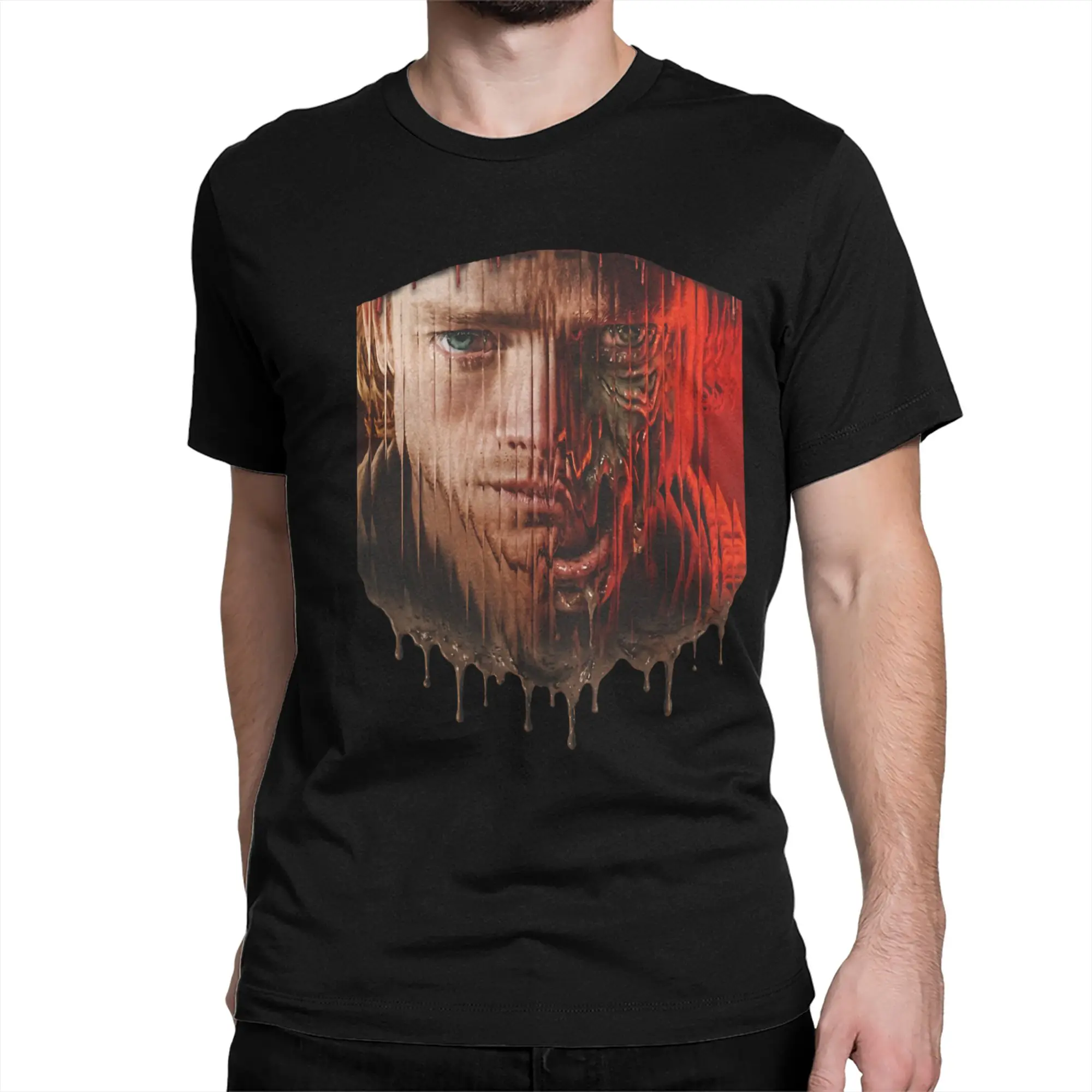 Crazy Clayface Melting Horror T-Shirts for Men Women Round Neck Cotton T Shirts Short Sleeve Tees Printing Tops