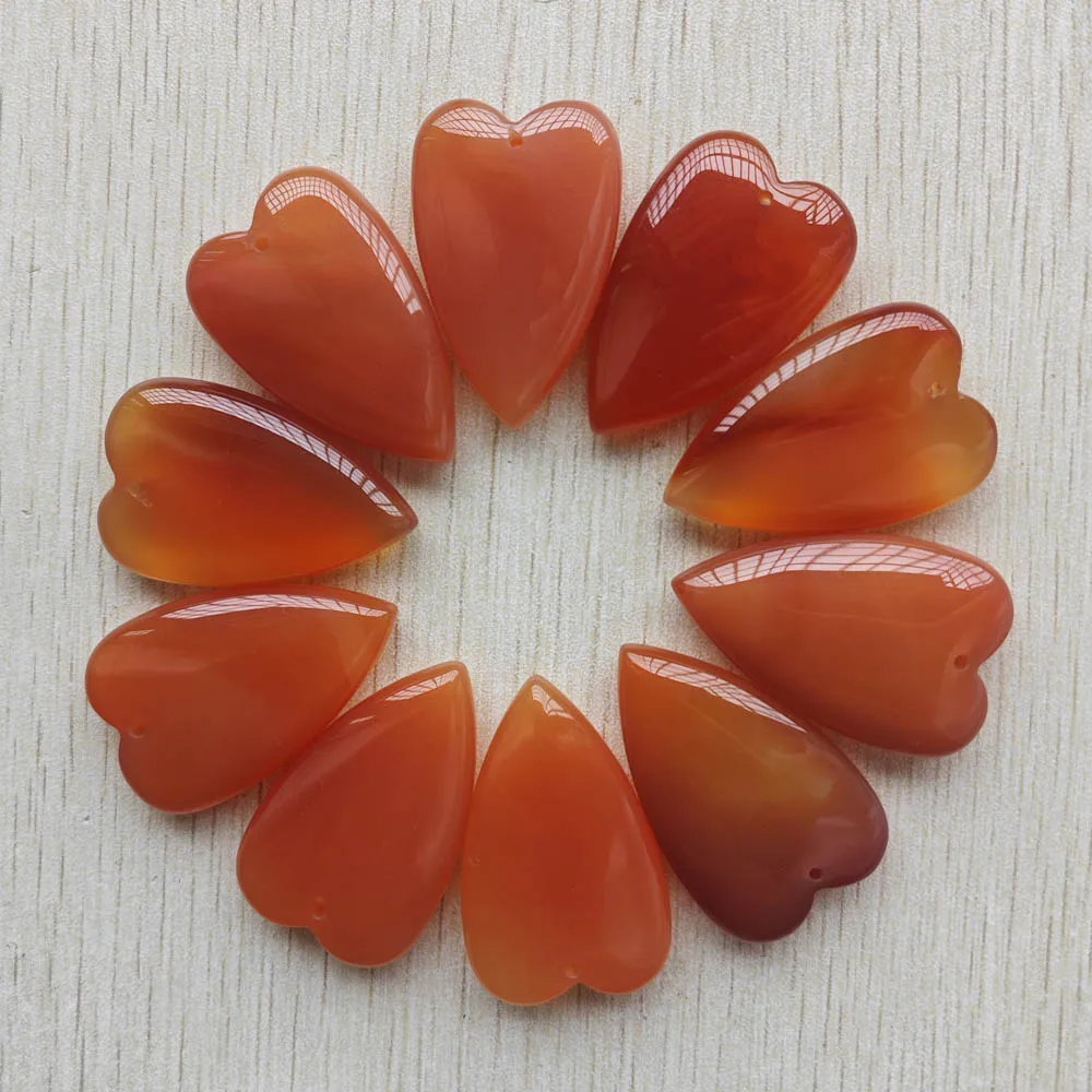 Pendentifs en forme de cœur longs en agate rouge naturelle, de bonne qualité, pour la fabrication de bijoux, accessoires cadeaux, livraison rapide, vente en gros, 10 pièces