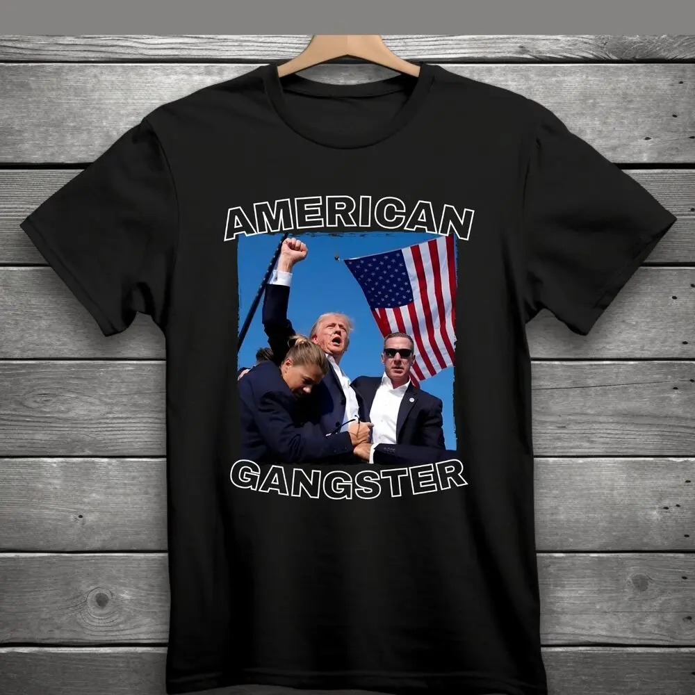 Donald Trump American Gangster Shooting T-Shirt S-3XL Never Surrender