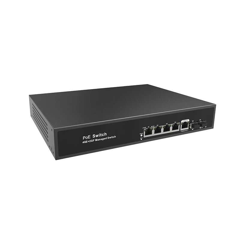 JT-COM Full Gigabit Ethernet Switch 4E+2GF L2+ Managed Switch