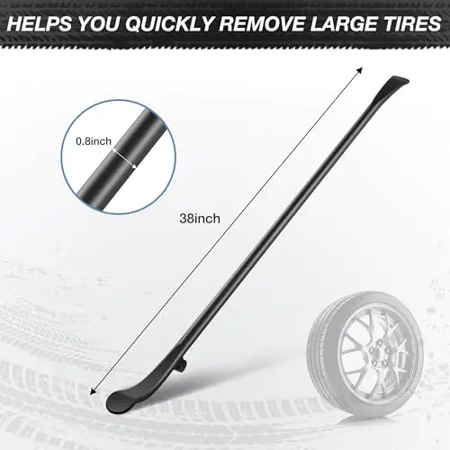 Reniteco Tire Iron, 100% Pure Steel Tire Scoop, 38 Inch Tire Removal Tool, Tire Bar for Trucks, RVs, Buses