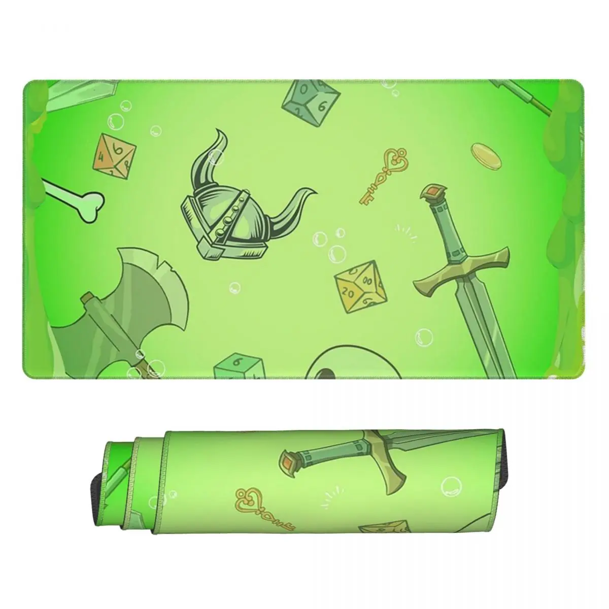 

Большой коврик для мыши GELATINOUS CUBE Green Ooze с изображением черепа, сокровищ, топора и меча, для геймеров, для ПК и ноутбуков, аксессуар для клавиатуры, коврик для стола