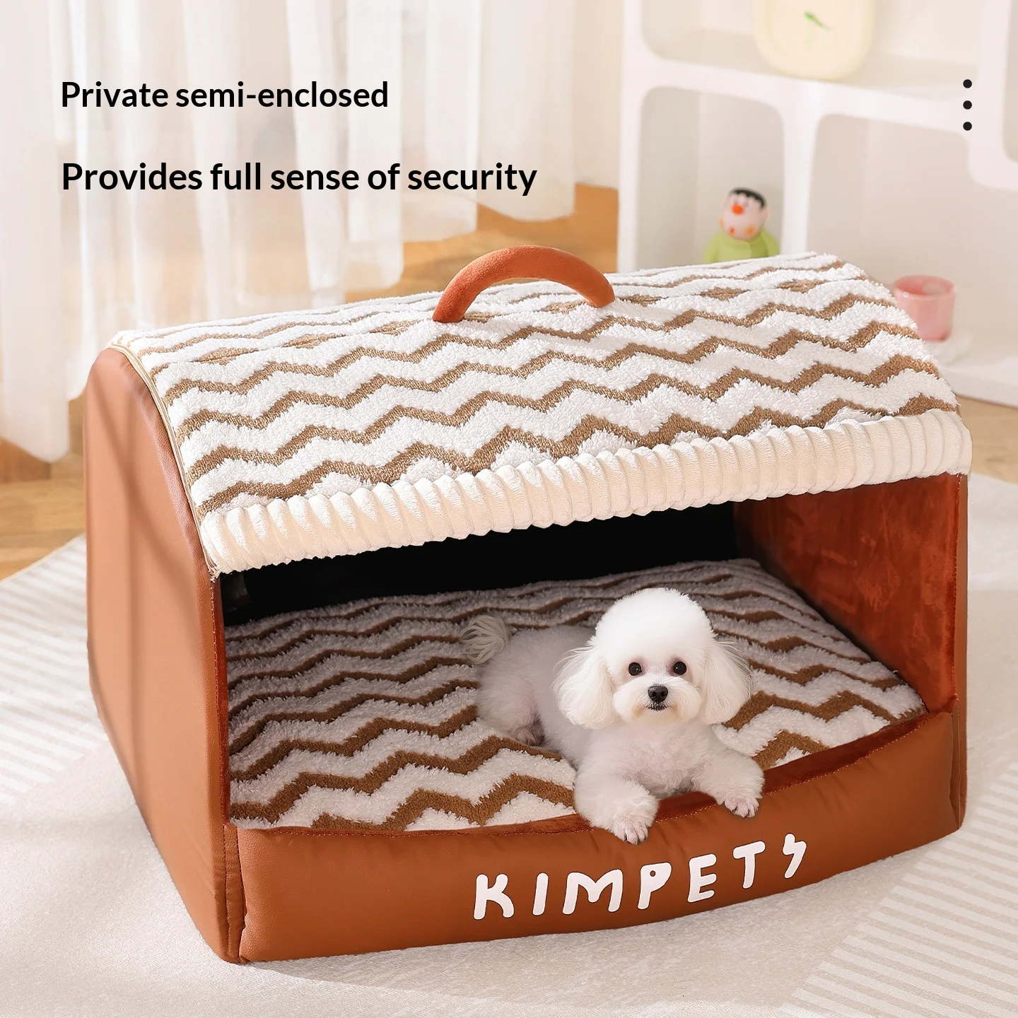 Cama para perros casa con cajón superior reforzado y funda lavable - imagen 3