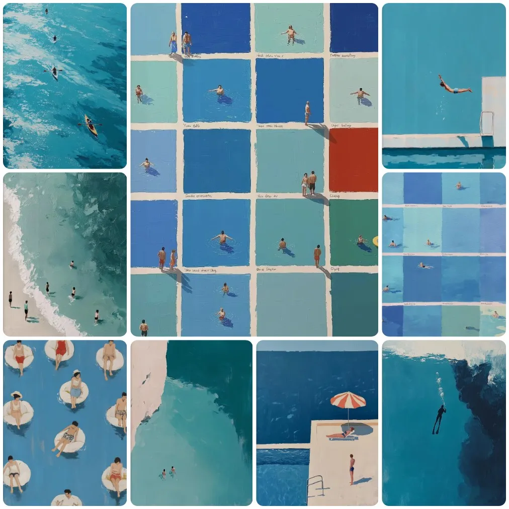 Summer Pool Diamond Painting, Aerial View of People Swimming in Turquoise Water Handmade Exquisite Creative Gift Home Decoration