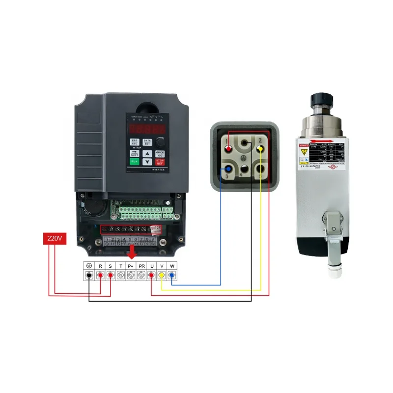 300 هرتز 18000 دورة في الدقيقة مم ER32 220 فولت 12A كرة فخارية مغزل تبريد الهواء 4.5KW مخرطة المغزل ومجموعة VFD 5.5KW #4