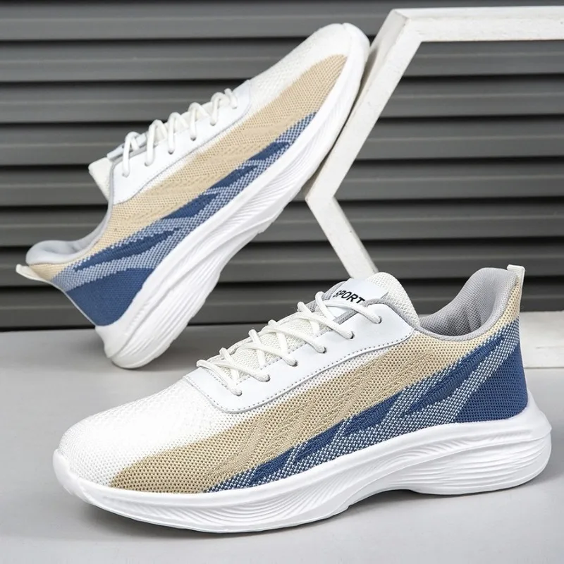 Hot Sale Mens Lightweight Running Shoes Summer Brand Korean Breathable Soft-sole Men Casual Sneakers Flying Weaving Hiking Shoes