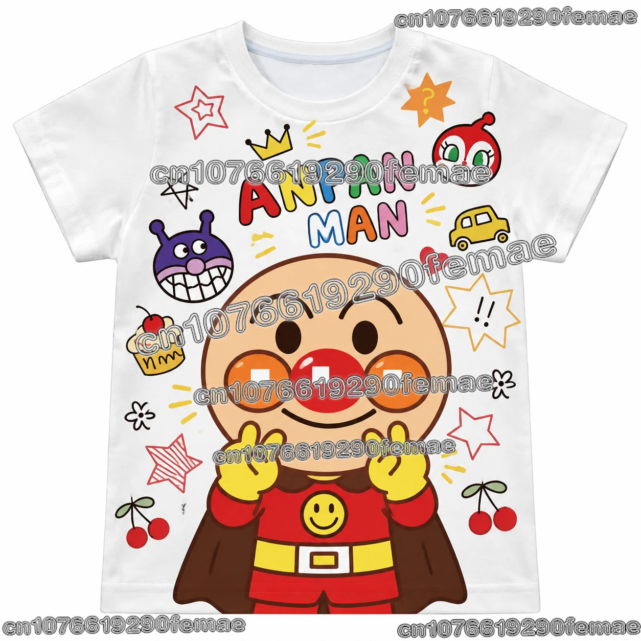 Cute ANPANMAN Cartoon T Shirt Kids Boys Girls 3D Printed Graphic Tee Short Sleeve Breathable Comfortable Summer Clothing