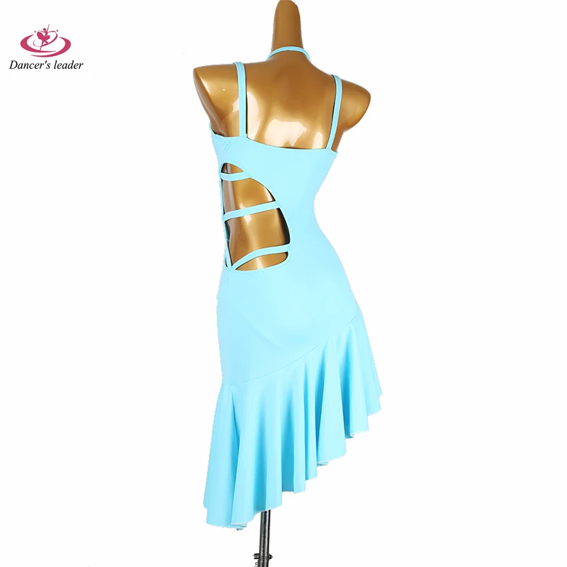 Vestido de baile latino para niños y adultos, ropa profesional de alta gama personalizada, Simple, azul cielo, Cha Tango