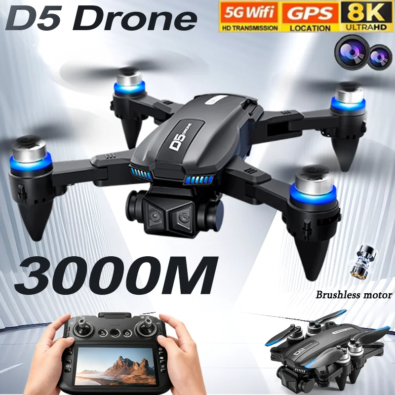 

2025 D5 Drone 8K Dual Camera HD Remote Control Quadcopter With Obstacle Avoidance For Aerial Photography RC Drones Gift For Kids