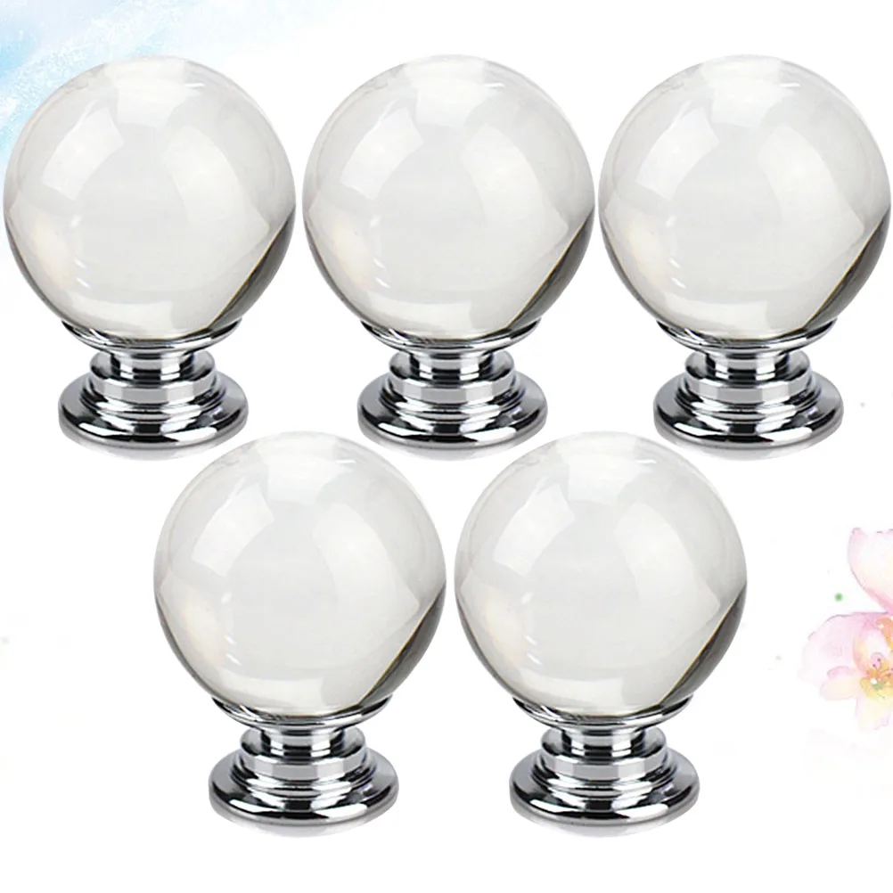 5 Pcs Crystal Light Ball Holds Hands Drawer Knobs Pull Handle Door Cabinet American Style