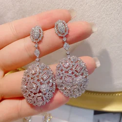 HIBRIDE Full Micro Zirconia Pave Waterdrop Earrings For Women Bridal 2022 New Fashion Dangle Earrings Femme Brincos E-1132
