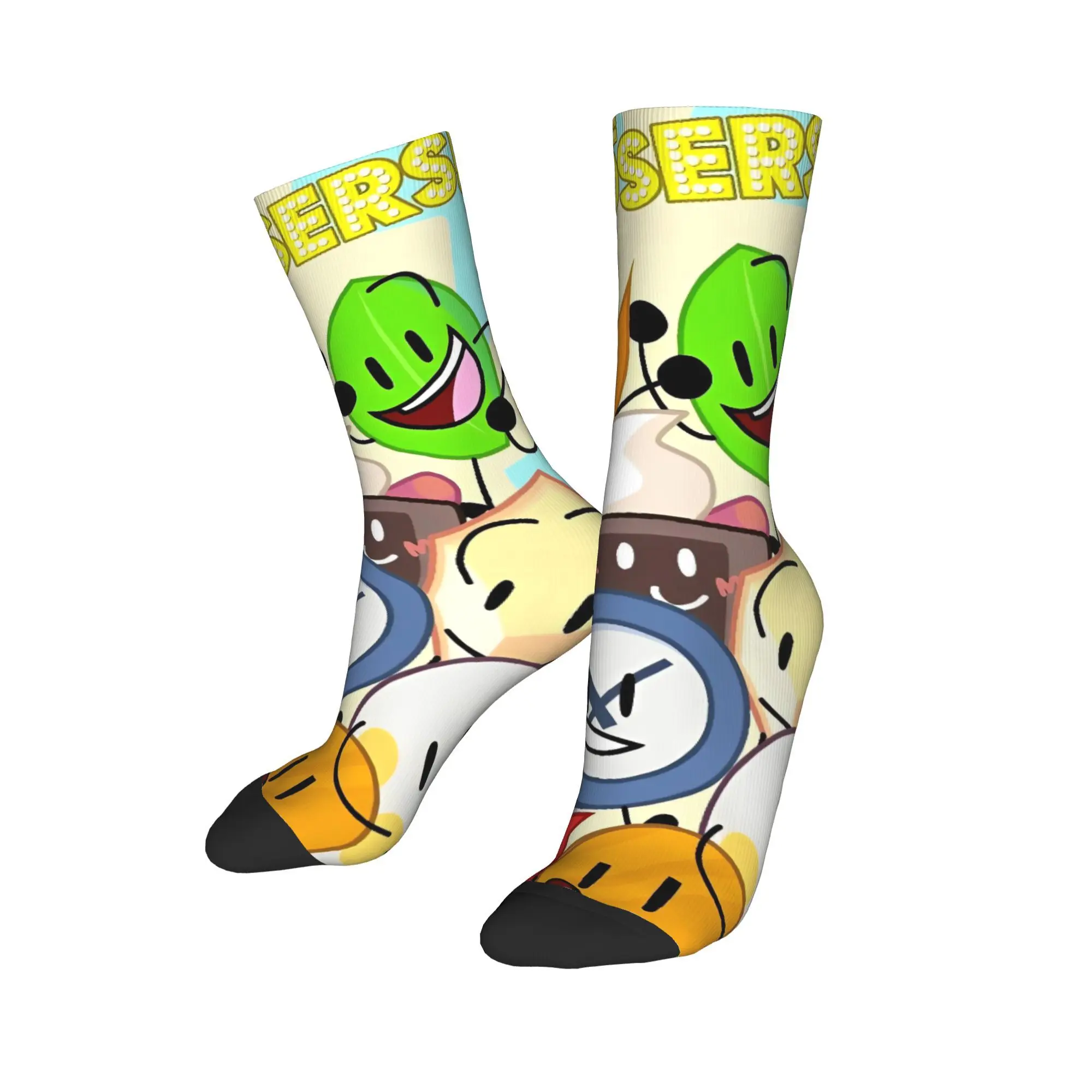 

Носки для отдыха BFDI Battle for Dream, дизайнерские чулки, нескользящие носки для пар, средние мягкие осенние носки для бега в стиле ретро