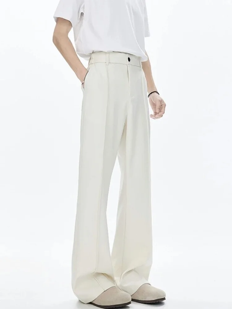 

Cleanfit Ice Silk Wide Leg Pants Men's Trendy Brand High Waist Patchwork Summer Casual Straight Leg Trousers Cool Sensation