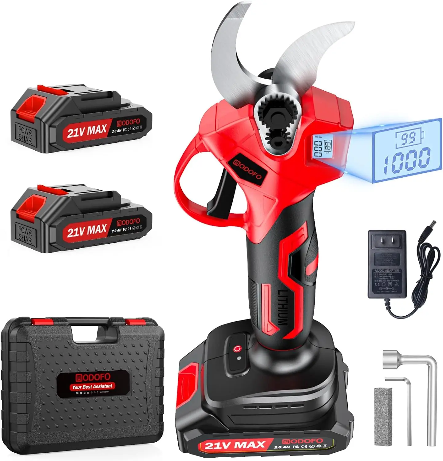 

Усовершенствованные беспроводные секаторы с ЖК-дисплеем, бесщеточным двигателем и аккумуляторами 2000 мАч для обрезки садовых деревьев и веток