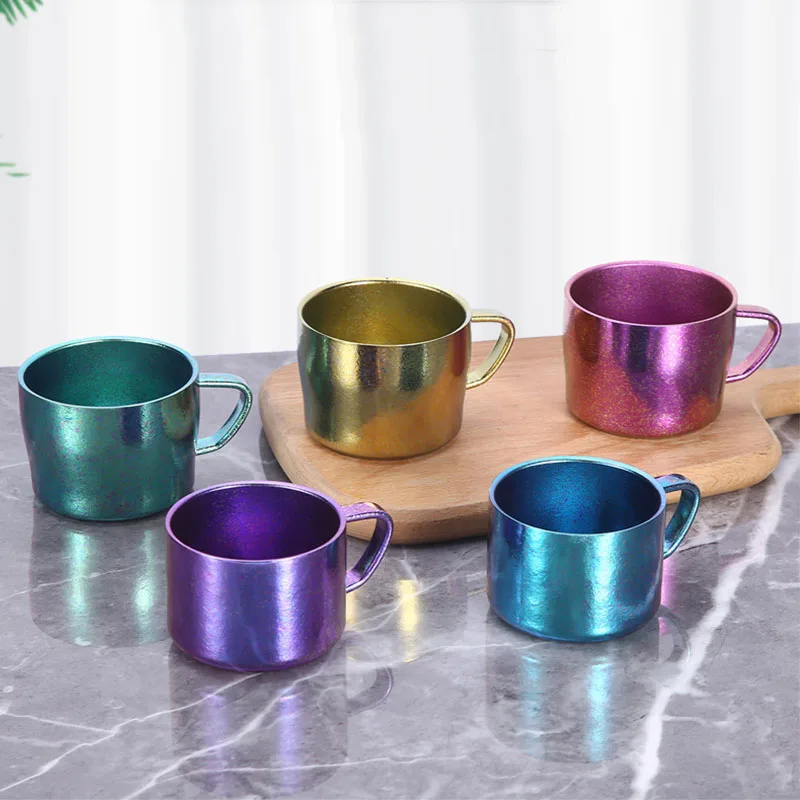 105/150ml Pure Titanium Coffee Mug With Handle,Double-layer,Heat-insulating,Anti-scalding Drinkware,Outdoor Travel Water Cup