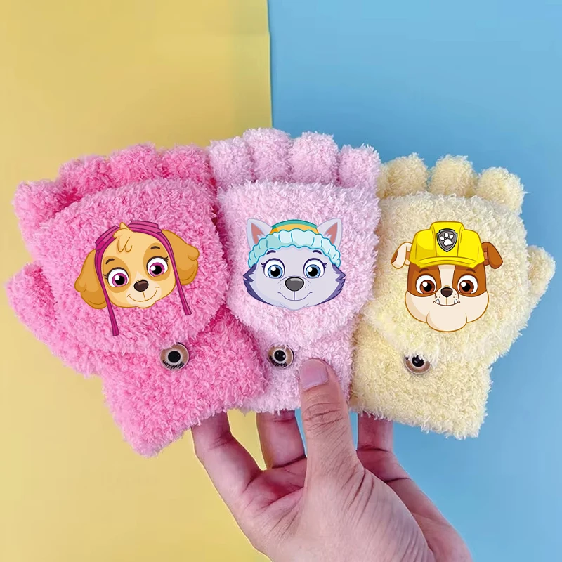 Paw Patrols Luvas de pelúcia inverno ao ar livre à prova de vento e quente luva de malha dos desenhos animados anime luvas infantis kawaii presentes de natal