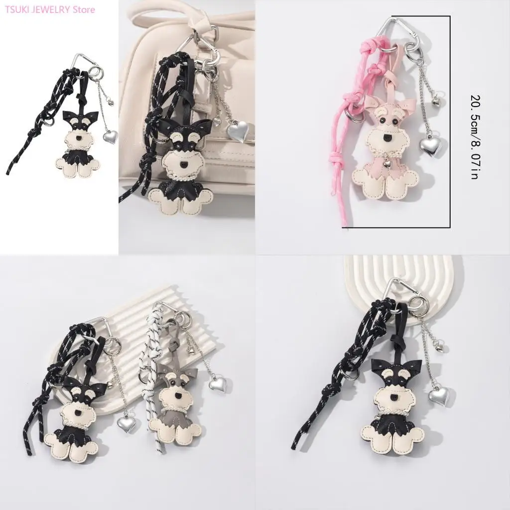 

62KE Miniature Schnauzer Inspired Accessory Heart Weave Craftsmanship Alloy Hardware Stylish Portable Unisex Decoration