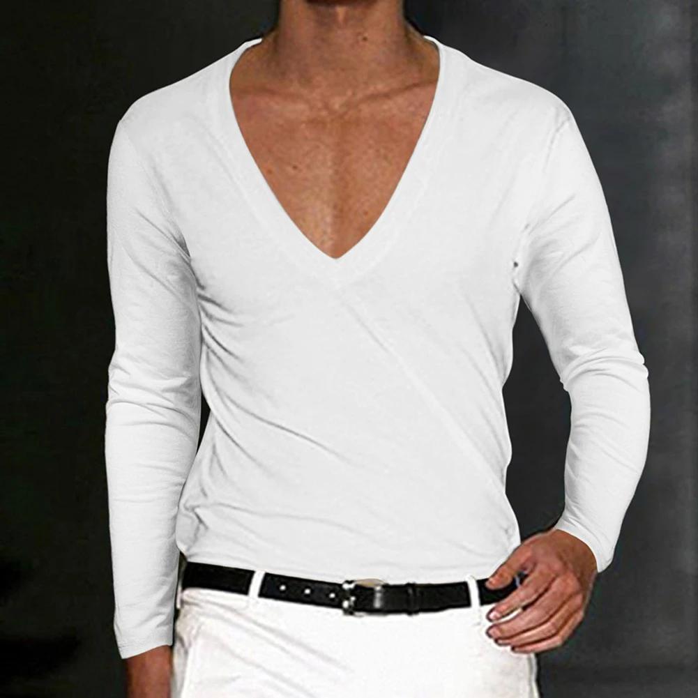 

Streetwear Tops Tops Men Men 's Sexy Shirts T-Shirt T-shirts Tee Unisex Clothing Casual Deep V-Neck Long Sleeve