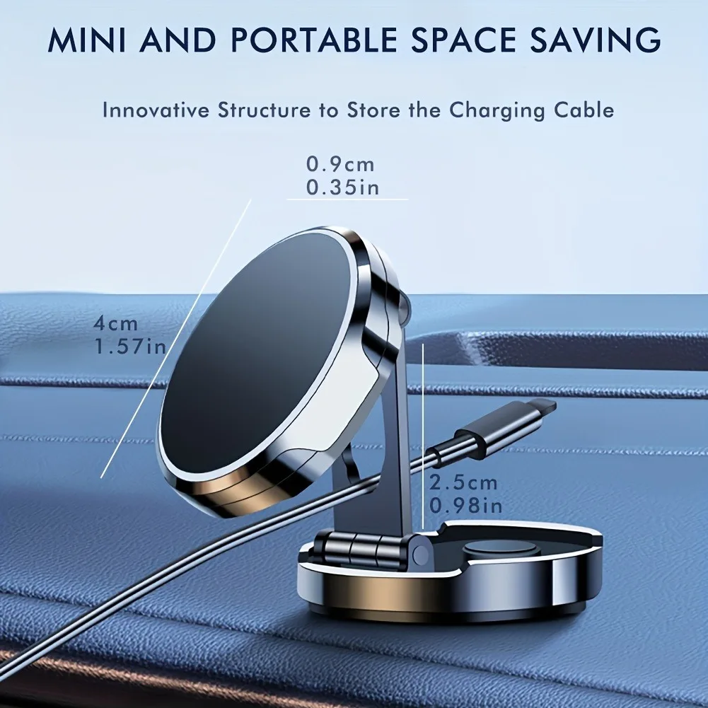 Round Folding Magnetic Car Holder 360 Degree Rotatable Mobile Phone Bracket Mount Strong Magnet Support For iPhone Samsung Stand